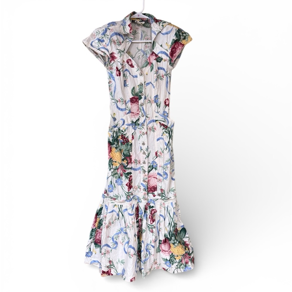 Vintage Karen Alexander Neiman Marcus Floral Print Maxi Dress women size 4